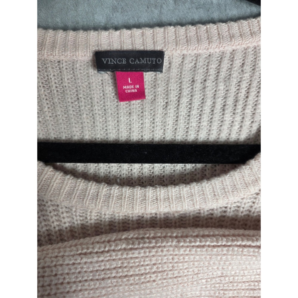 Vince Camuto Bell Sleeve Ribbed Knit Sweater Womens Large Pink Crew Neck - Picture 3 of 10